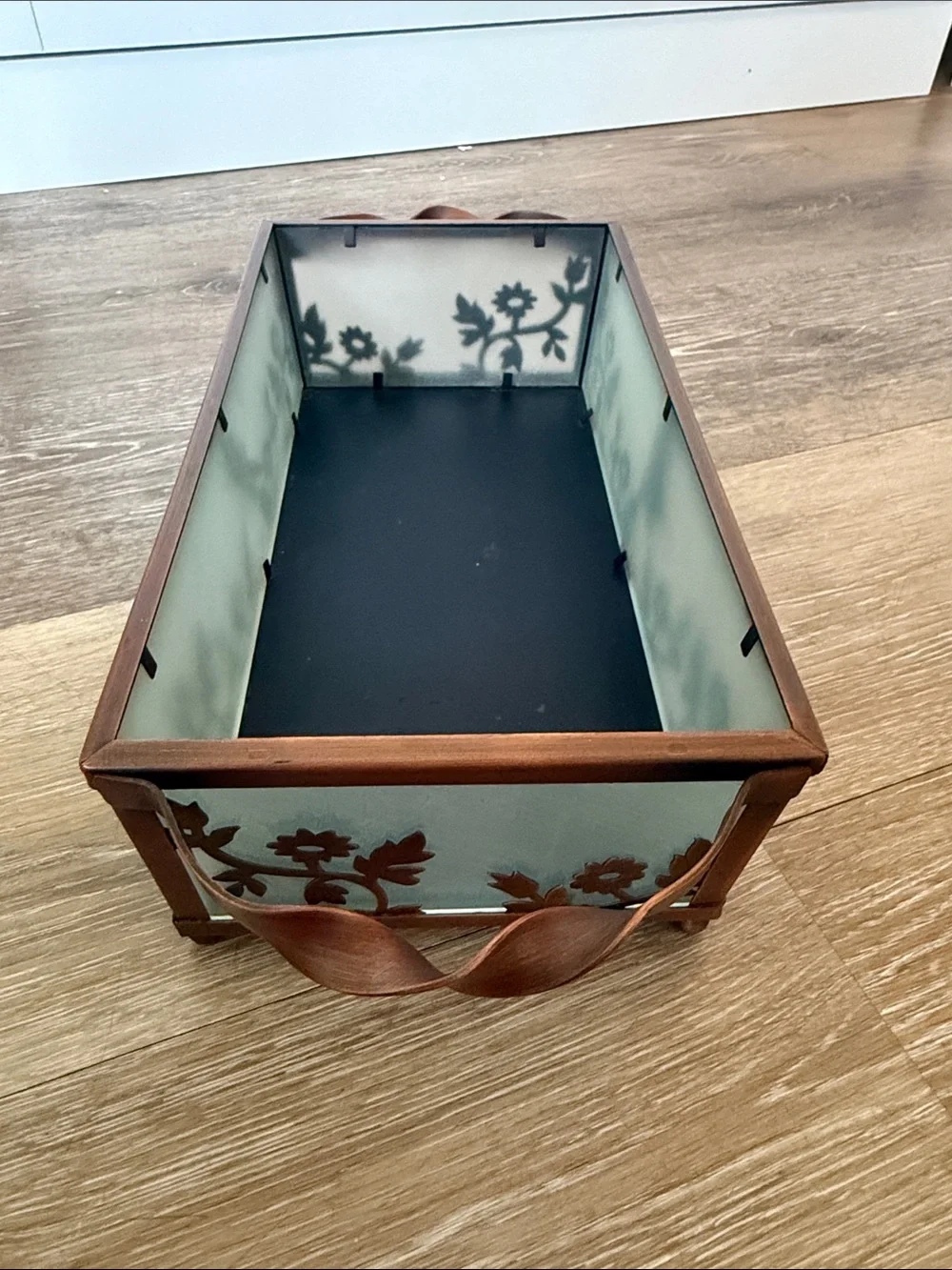 PartyLite Copper Lace Pillar Candle Holder Dragonfly Butterfly P7204 Great